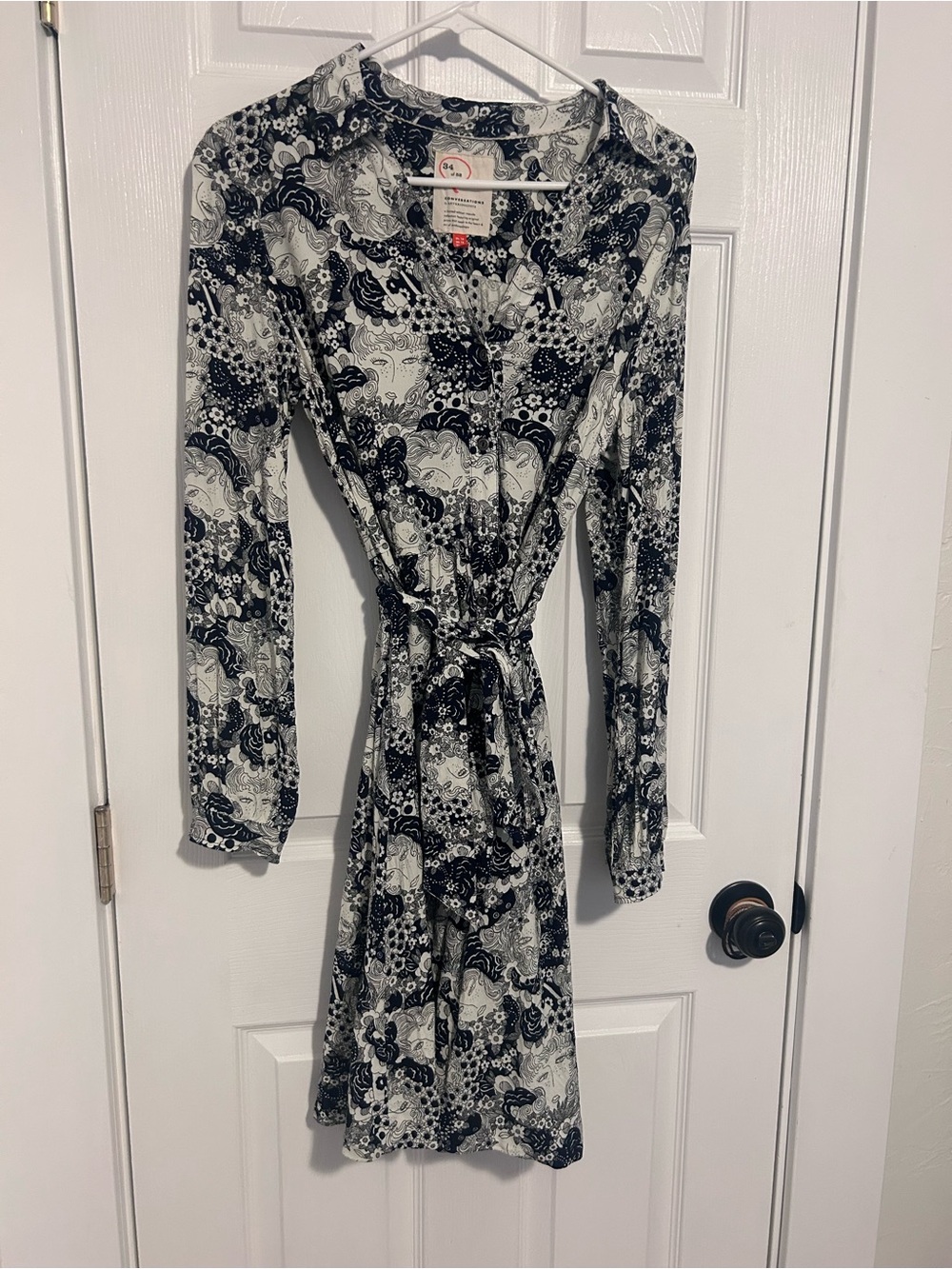 Anthropologie Conversations Limited Edition Long-Sleeve Tie Dress